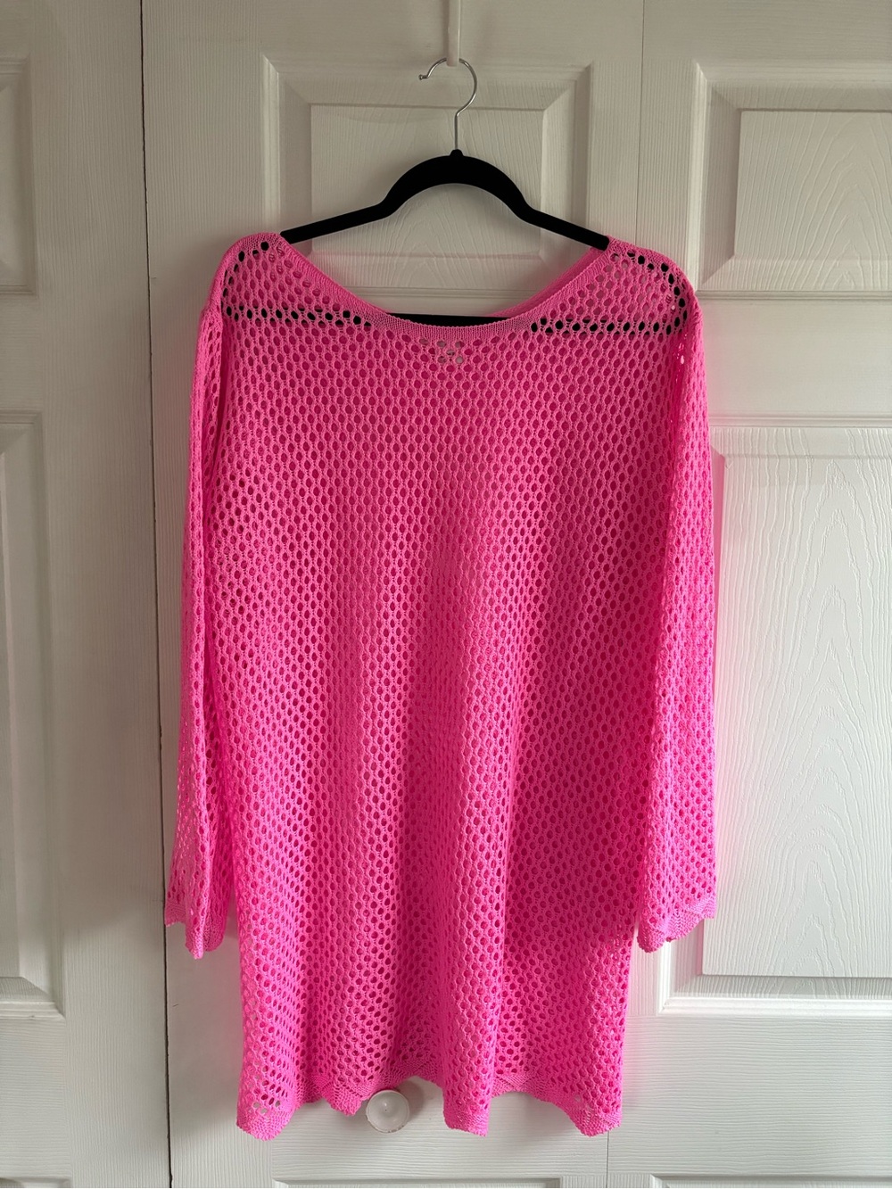 Shiraleah Swim Cover Up Tunic Neon Pink Resort Miami‎ Cruise Coastal L Open Knit